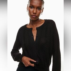 Wilfred open knit black cardigan. Great condition size large. Wool